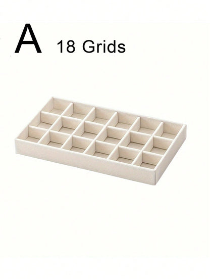 1/5pcs Beige Jewelry Tray, Ring Necklace Storage Tray, Rectangular Jewelry Organizer, Jewelry Display Tray, Drawer Divider Storage Tray, Small Item Storage And Organizer Box, Stackable Jewelry Storage