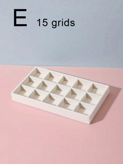 1/5pcs Beige Jewelry Tray, Ring Necklace Storage Tray, Rectangular Jewelry Organizer, Jewelry Display Tray, Drawer Divider Storage Tray, Small Item Storage And Organizer Box, Stackable Jewelry Storage