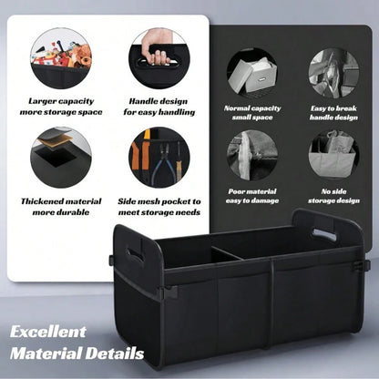 1 Car Trunk Storage Box, Vehicle Storage Container, 6-Pocket Organizer, Car Accessories, Automotive Storage, Luggage Compartment, Trunk