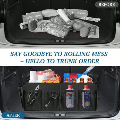 1 Car Trunk Storage Box, Vehicle Storage Container, 6-Pocket Organizer, Car Accessories, Automotive Storage, Luggage Compartment, Trunk