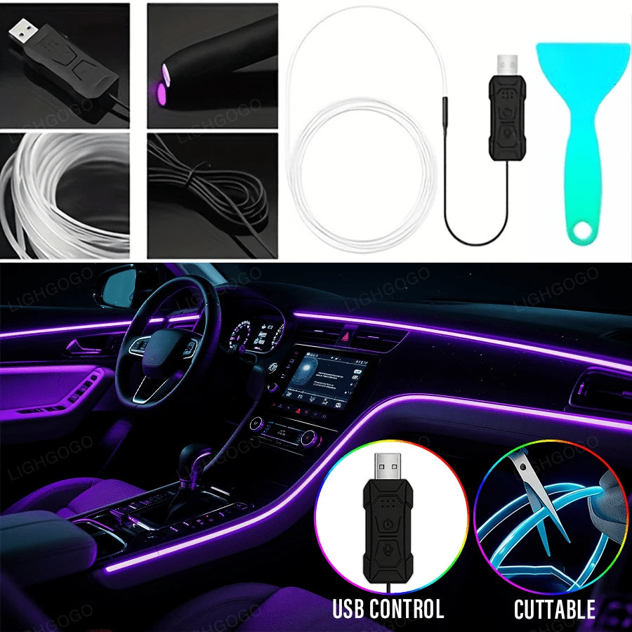 1 Dashboard Light With Music-Synchronized Color Change And Wireless APP Control, 3m/118 Inches, 8 Color-Changing Effects, Festive Atmosphere Effect/Holiday Gift Mood Light, Suitable For All Car Instal