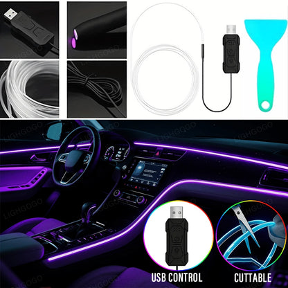 1 Dashboard Light With Music-Synchronized Color Change And Wireless APP Control, 3m/118 Inches, 8 Color-Changing Effects, Festive Atmosphere Effect/Holiday Gift Mood Light, Suitable For All Car Instal