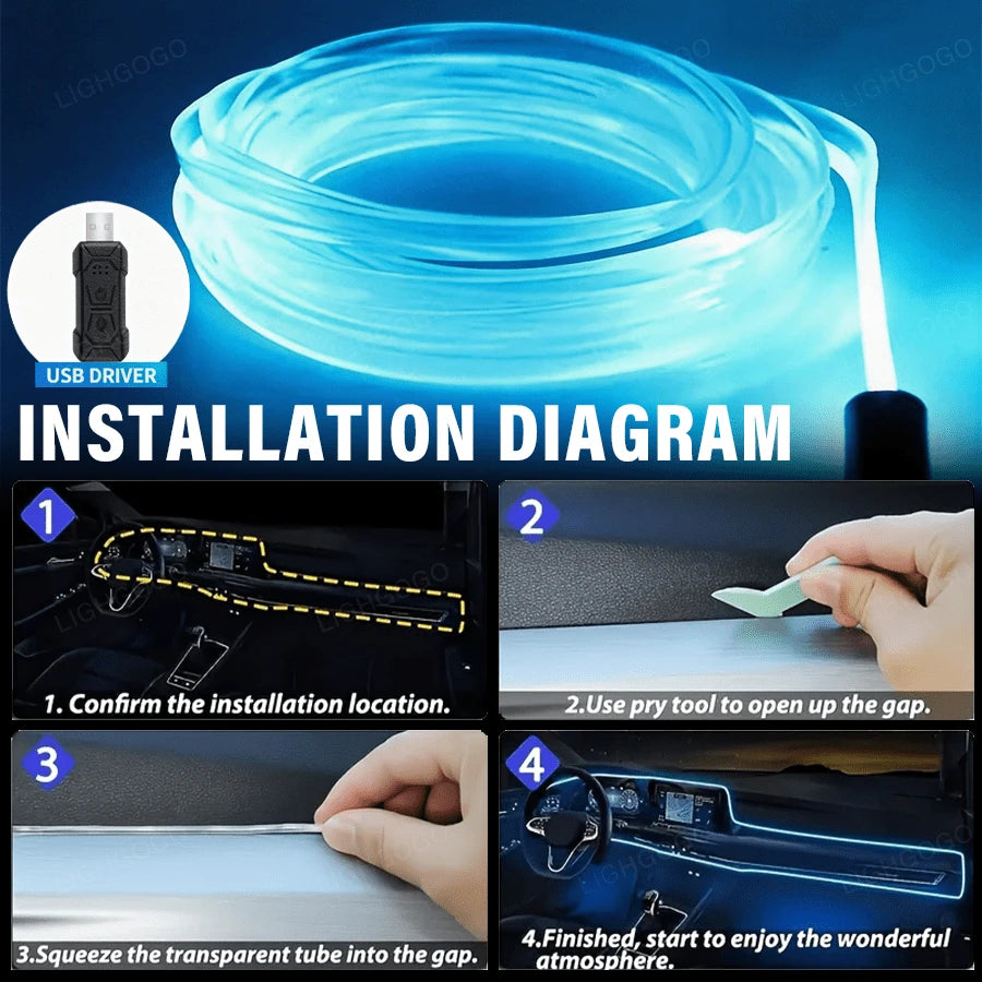 1 Dashboard Light With Music-Synchronized Color Change And Wireless APP Control, 3m/118 Inches, 8 Color-Changing Effects, Festive Atmosphere Effect/Holiday Gift Mood Light, Suitable For All Car Instal