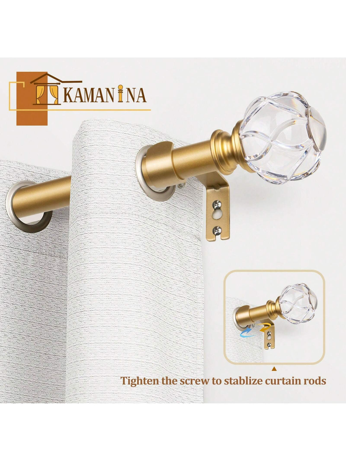 1 Inch Long Curtain Rods, Telescoping Curtain Rod For Windows, Decorative Drapery Rod With Crystal Netted Texture Ends, Black/Gold/Sliver