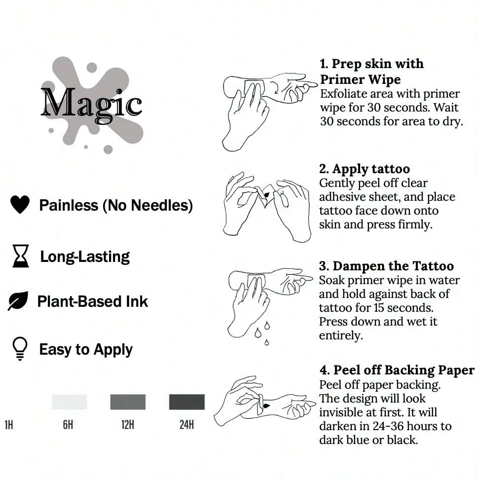 1 Kit "Sparkling Butterflies" New Technology Tattoo Sticker, Semi-Permanent, Butterfly Trio, Dotwork, Fairycore, Dreamy, Temporary Tattoo, Fake Tattoo, Waterproof & Long-Lasting Realistic Design, Plan