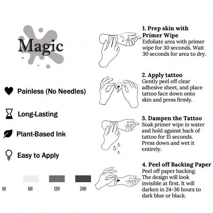 1 Kit "Sparkling Butterflies" New Technology Tattoo Sticker, Semi-Permanent, Butterfly Trio, Dotwork, Fairycore, Dreamy, Temporary Tattoo, Fake Tattoo, Waterproof & Long-Lasting Realistic Design, Plan