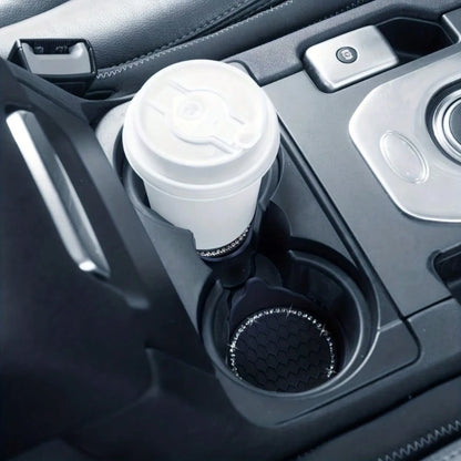 1 Or 2 Pcs Shiny Crystal & Rivet Car Cup Holder Non-Slip Easy To Clean Fashionable Auto Beverage Rack Organizer For Vehicles Interior Accessories Decorative Storage Drink Container