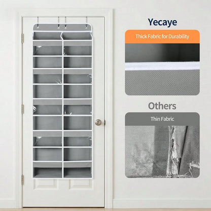 1 Pack Over The Door Organizer, Hanging Storage Organizer With Clear Window, 40lb Ultra Sturdy Large Capacity Room Organizer For Pantry Laundry Bathroom Nursery Closet Essential (Grey)