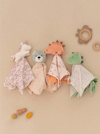 1 Pack Soft Plush Cartoon Animal Shaped Baby Comforter Blanket, Cute Cartoon Design, Baby Safety Blanket