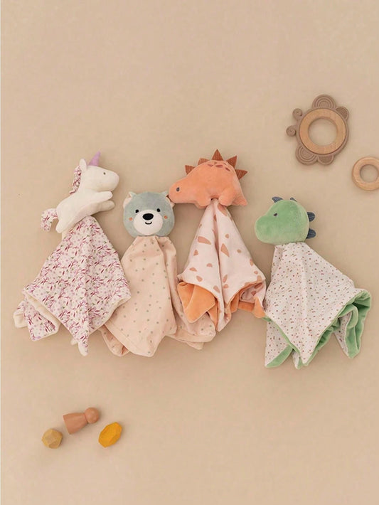 1 Pack Soft Plush Cartoon Animal Shaped Baby Comforter Blanket, Cute Cartoon Design, Baby Safety Blanket