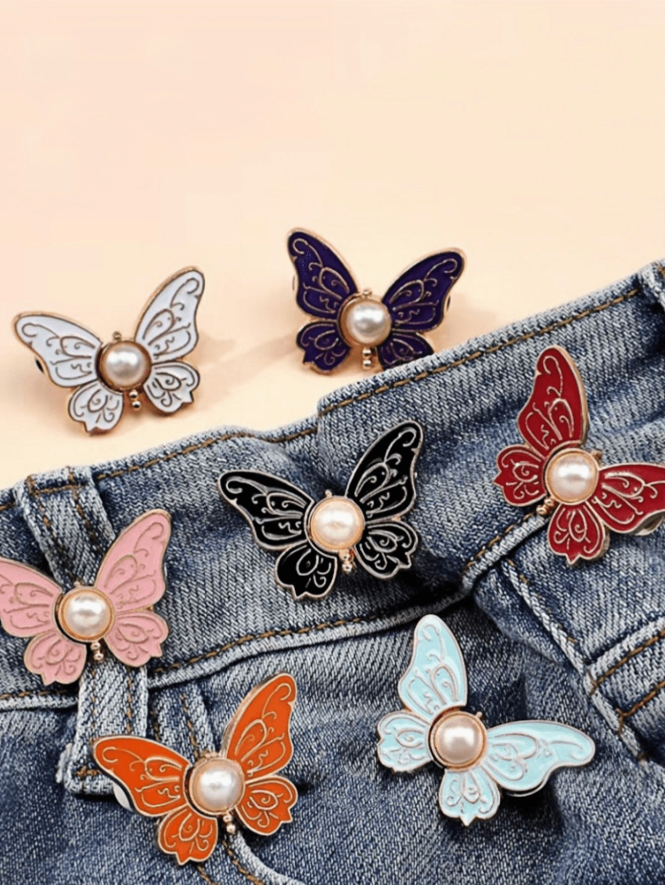 1 Pair Butterfly Buckle Metal Waist Belt, Adjustable Waist Tightener Without Sewing, Pants Waist Tightener