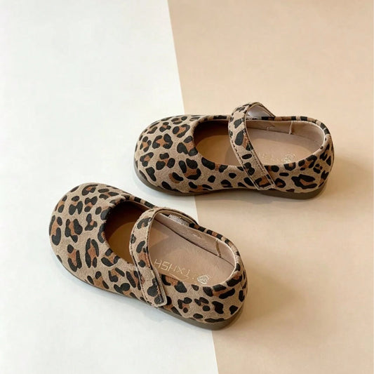 1 Pair Girls' Vintage Leopard Print Mary Jane Shoes, Soft Sole, Lightweight, Comfortable, Breathable, Versatile For Daily Wear, Commuting And Kindergarten