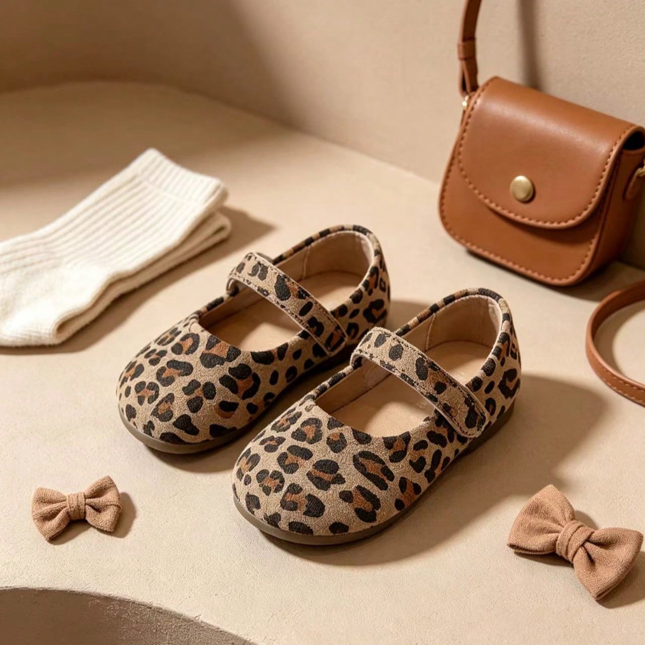 1 Pair Girls' Vintage Leopard Print Mary Jane Shoes, Soft Sole, Lightweight, Comfortable, Breathable, Versatile For Daily Wear, Commuting And Kindergarten