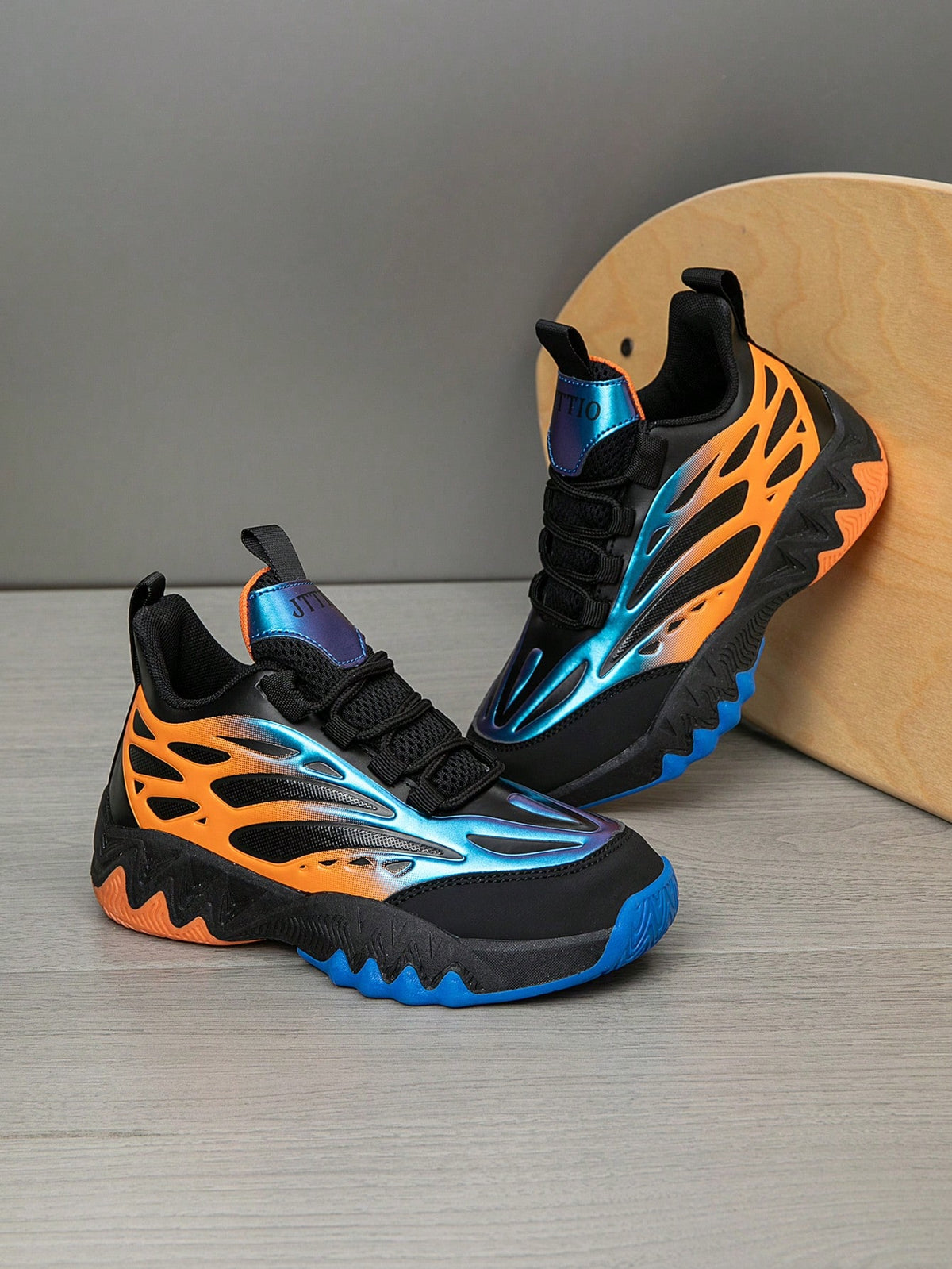 1 Pair Kids' Basketball Shoes, Outdoor Sports Shoes, New Fashion Color Block Breathable Casual Shoes For Boys, All Season