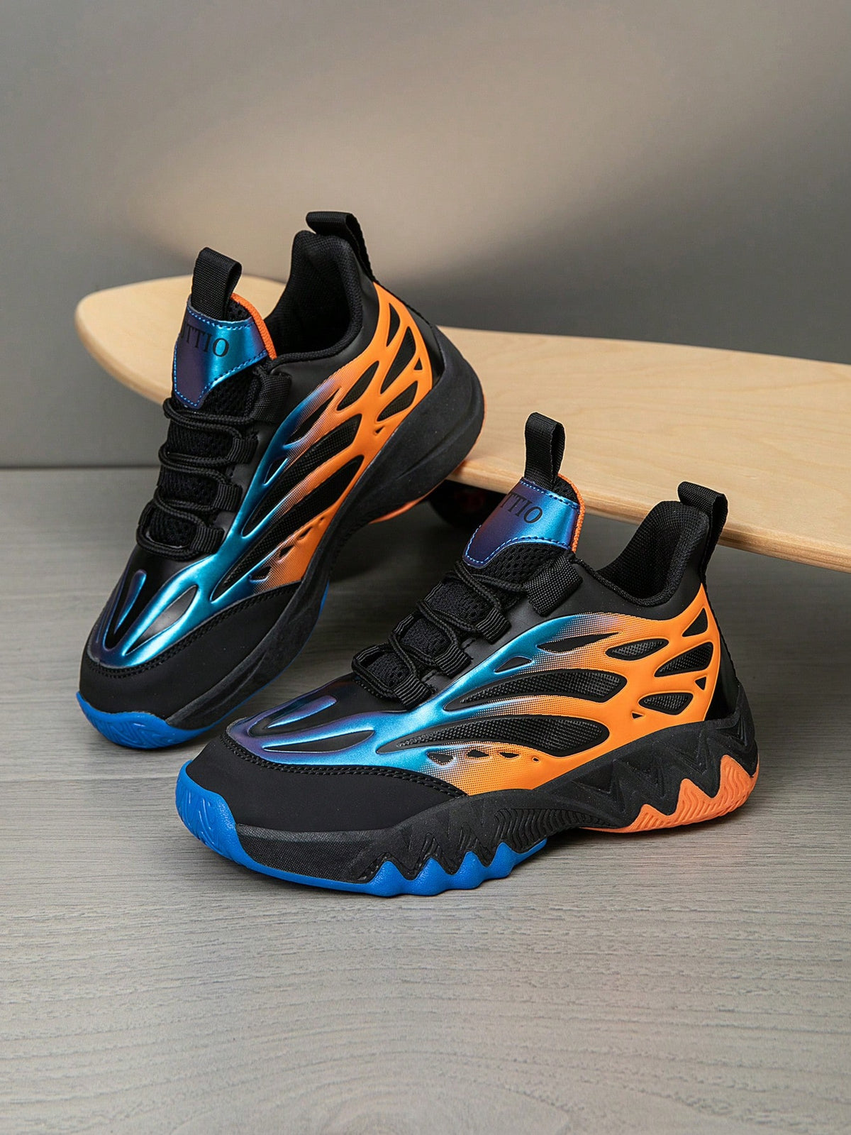 1 Pair Kids' Basketball Shoes, Outdoor Sports Shoes, New Fashion Color Block Breathable Casual Shoes For Boys, All Season