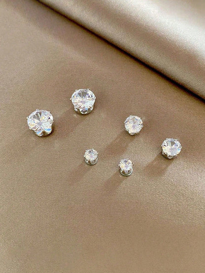 1 Pair Men's Magnetic Earrings, No Piercing Required, Cubic Zirconia Stud Clip-On Earrings