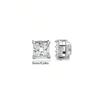 1 Pair Men's Magnetic Earrings, No Piercing Required, Cubic Zirconia Stud Clip-On Earrings
