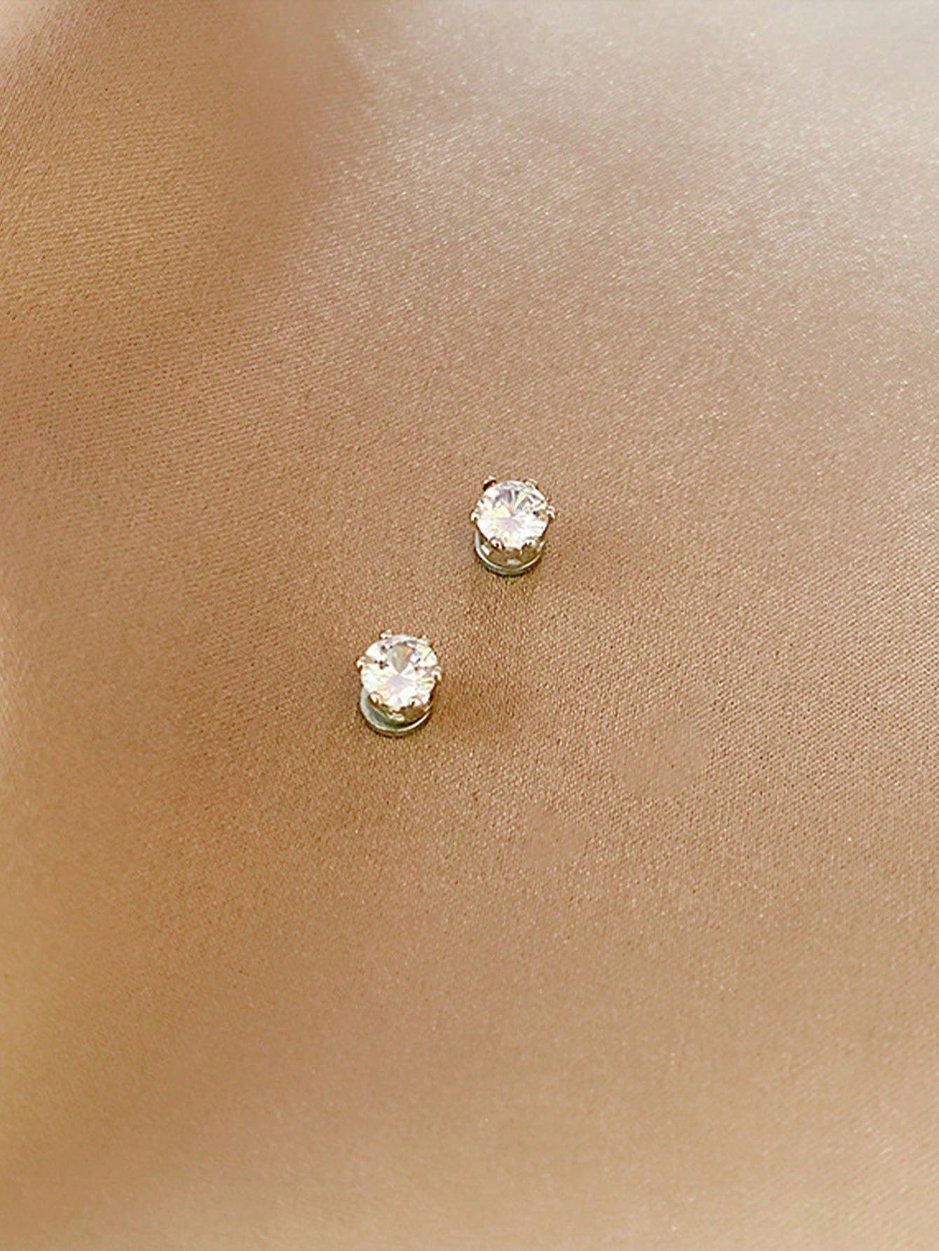 1 Pair Men's Magnetic Earrings, No Piercing Required, Cubic Zirconia Stud Clip-On Earrings