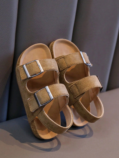 1 Pair Soft Cork Thick Sole Comfortable Children's Flat Sandals, Suitable For Outdoor, School, And Vacation