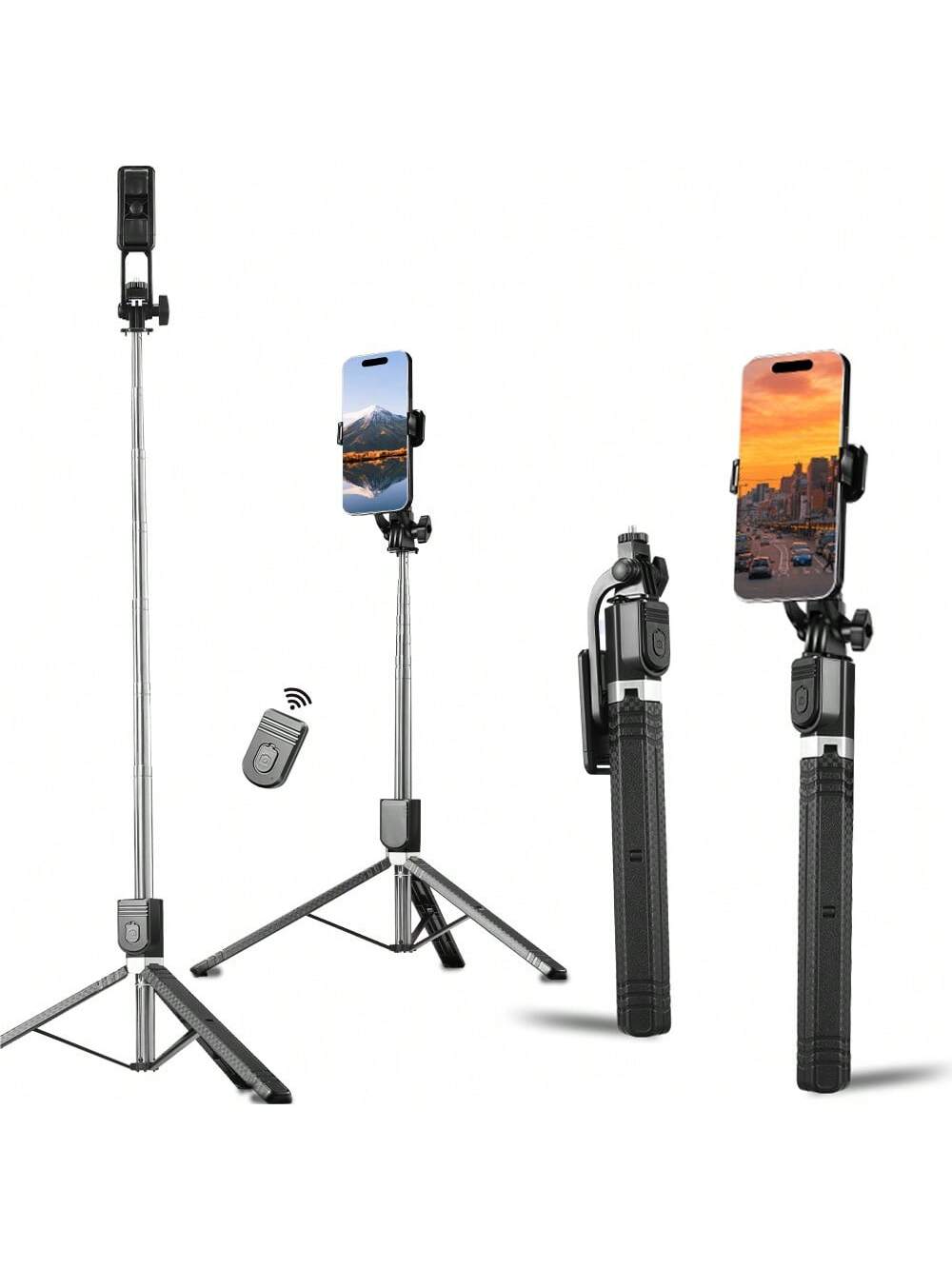 1 Pc 1700mm, 66.9-Inch Portable Wireless Selfie Stick With Tripod Stand And Standard 1/4"Screw Compatible With IPhone Android Phone Mobile Phone Suitable For Live Streaming, Vlog, Family Gatherings, C