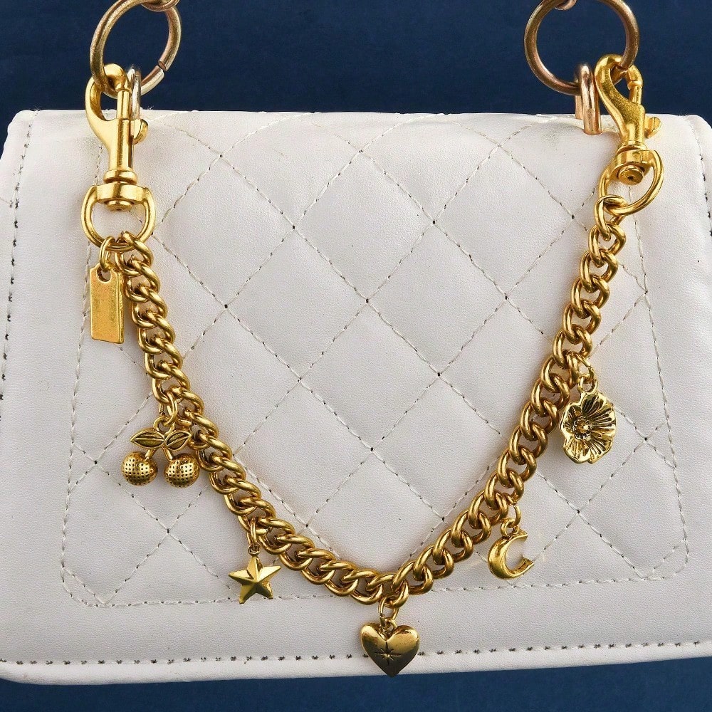 1 PC Cherry Blossom Flower & Heart Bag Chain, Niche Design Bag Charm Accessory
