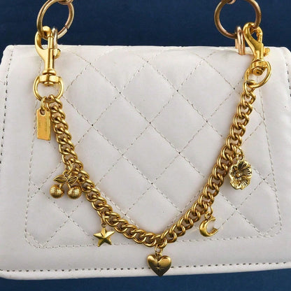 1 PC Cherry Blossom Flower & Heart Bag Chain, Niche Design Bag Charm Accessory