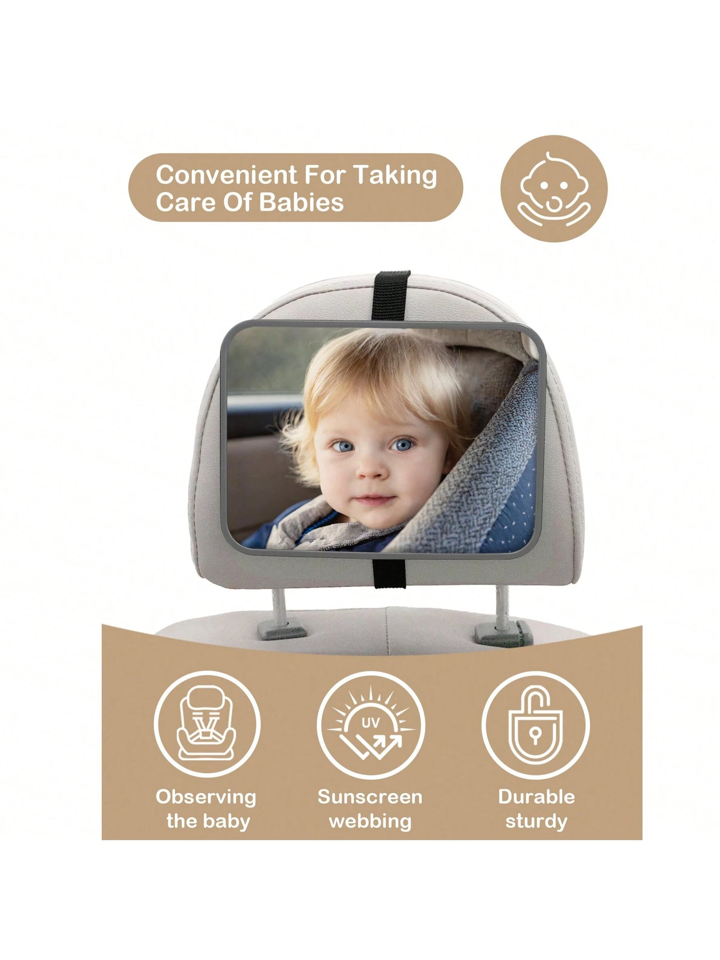 1 Pc Crash Tested And Certified Shatterproof Baby Car Mirror For Rear Facing Infant With Wide Larger Crystal Clear View