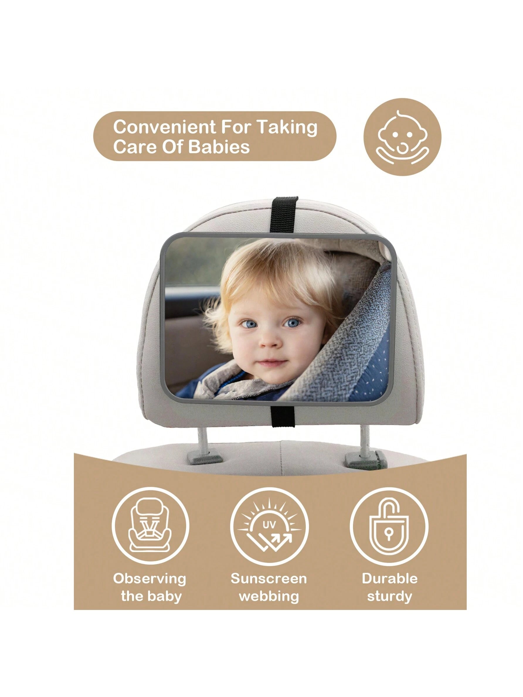 1 Pc Crash Tested And Certified Shatterproof Baby Car Mirror For Rear Facing Infant With Wide Larger Crystal Clear View