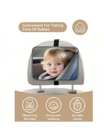 1 Pc Crash Tested And Certified Shatterproof Baby Car Mirror For Rear Facing Infant With Wide Larger Crystal Clear View