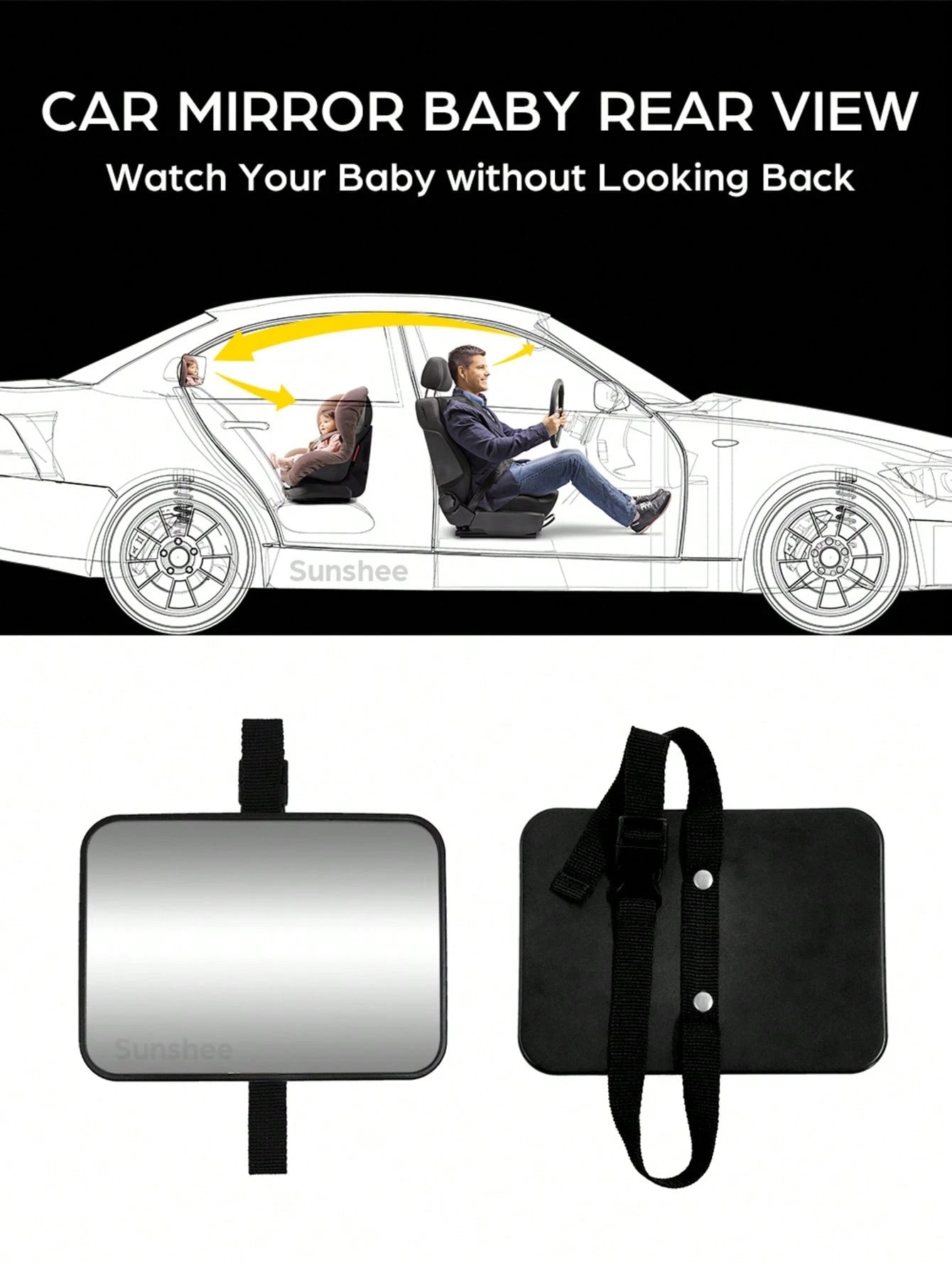 1 Pc Crash Tested And Certified Shatterproof Baby Car Mirror For Rear Facing Infant With Wide Larger Crystal Clear View