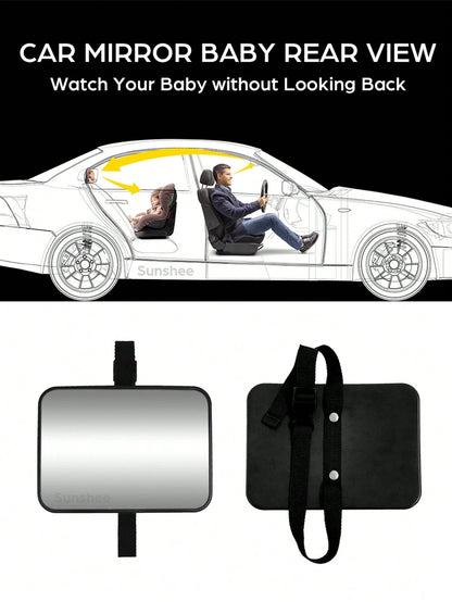 1 Pc Crash Tested And Certified Shatterproof Baby Car Mirror For Rear Facing Infant With Wide Larger Crystal Clear View