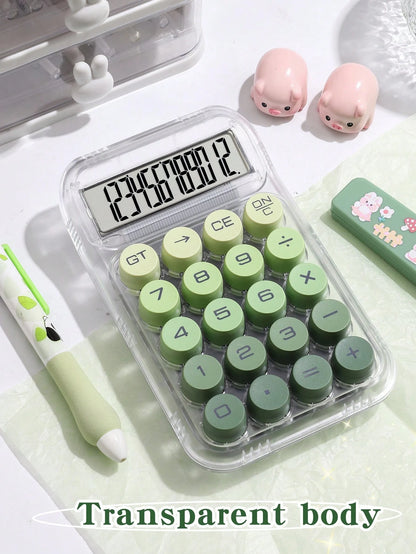 1 Pc Gradient Dopamine Calculator Round Mechanical Keyboard, 12-Digit Large Screen Suitable For Finance & Accounting Students Office Use, Ins Girly Design, High-End Color, Good Value (Random New/Old V