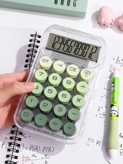 1 Pc Gradient Dopamine Calculator Round Mechanical Keyboard, 12-Digit Large Screen Suitable For Finance & Accounting Students Office Use, Ins Girly Design, High-End Color, Good Value (Random New/Old V