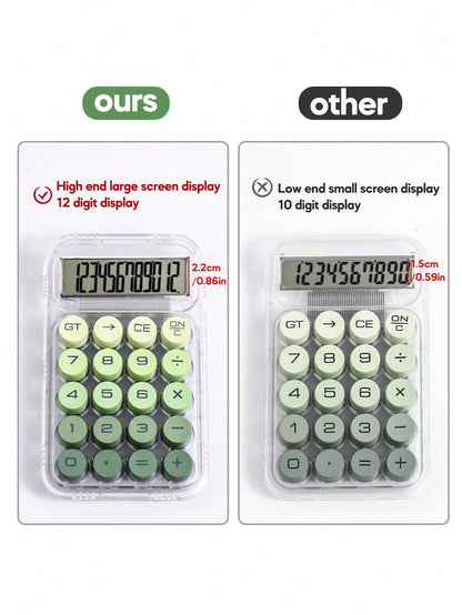 1 Pc Gradient Dopamine Calculator Round Mechanical Keyboard, 12-Digit Large Screen Suitable For Finance & Accounting Students Office Use, Ins Girly Design, High-End Color, Good Value (Random New/Old V