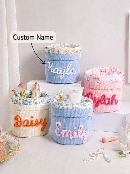 1 PC Personalized Corduroy Makeup Bag, Large Capacity Makeup Bags, Bridesmaid Gifts, Cosmetic Organizer, Toiletry Pouch