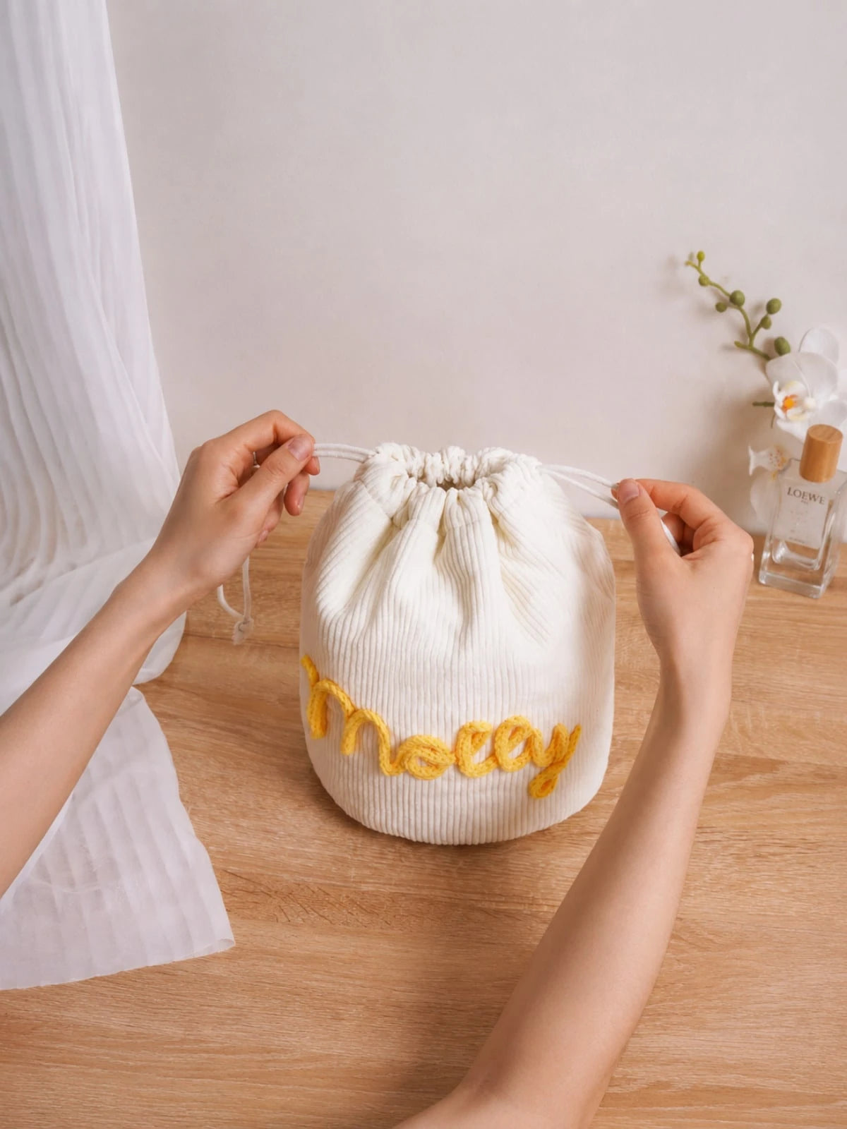 1 PC Personalized Corduroy Makeup Bag, Large Capacity Makeup Bags, Bridesmaid Gifts, Cosmetic Organizer, Toiletry Pouch
