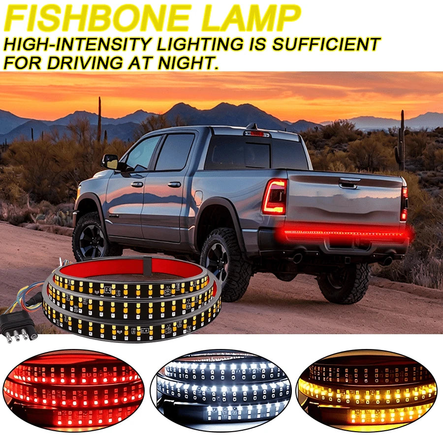 1 Piece 47-Inch/120-Centimeter, DC12V Plug-In Mount, Enhanced Nighttime Visibility LED Decorative Light Strip, Universal Pickup, SUV, Van And Truck Turn Signal Tailgate Decorative Practical Light Stri
