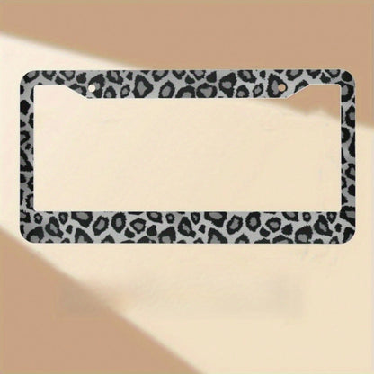 1 Piece, 6.3x12.2in, Aluminum License Plate Frame- Gray Leopard Animal Print License Plate Frame- Durable, Stylish,Car Cover,Car Must Haves,Gifts,Car Decor,Car Acessesories>Essentials,Car Picks