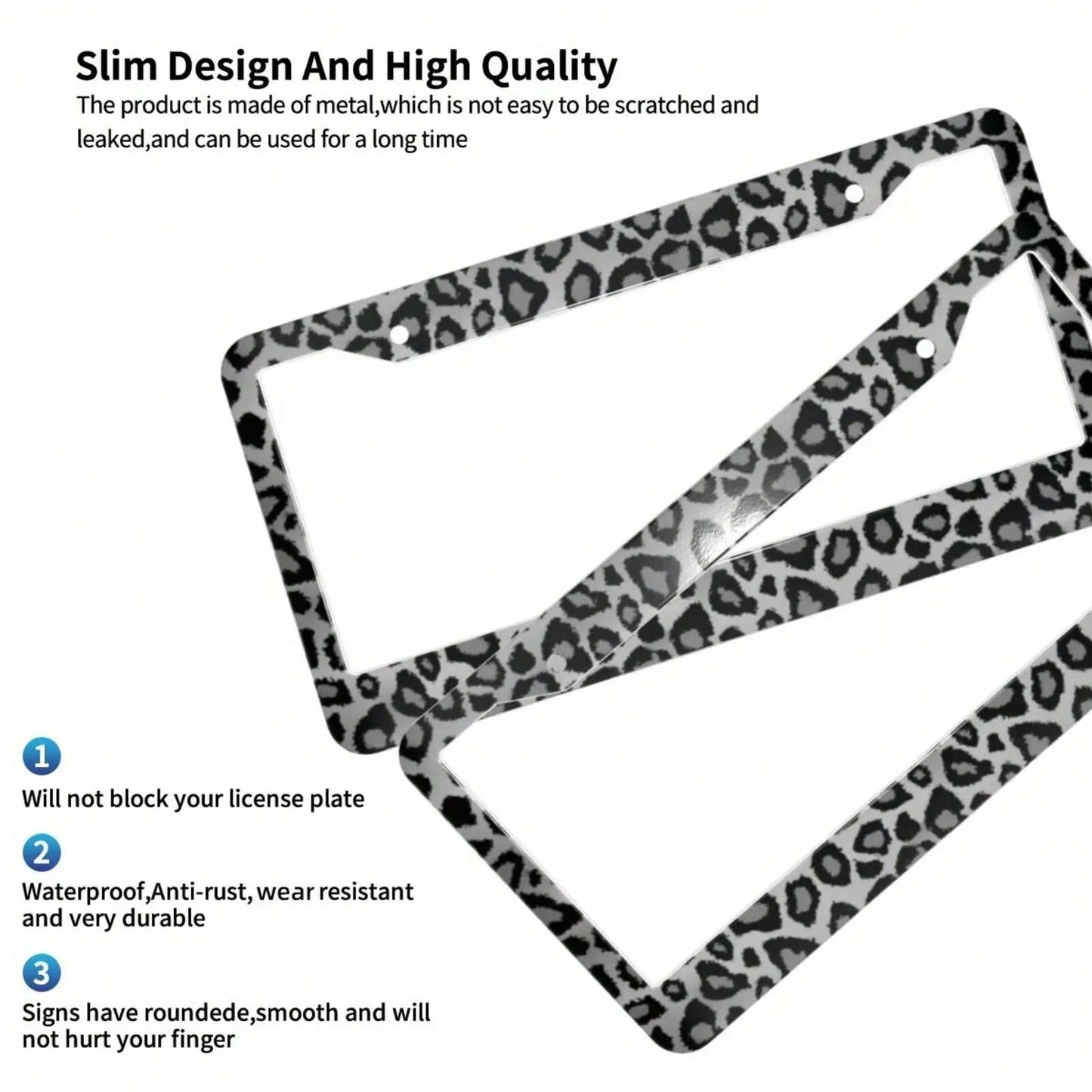 1 Piece, 6.3x12.2in, Aluminum License Plate Frame- Gray Leopard Animal Print License Plate Frame- Durable, Stylish,Car Cover,Car Must Haves,Gifts,Car Decor,Car Acessesories>Essentials,Car Picks