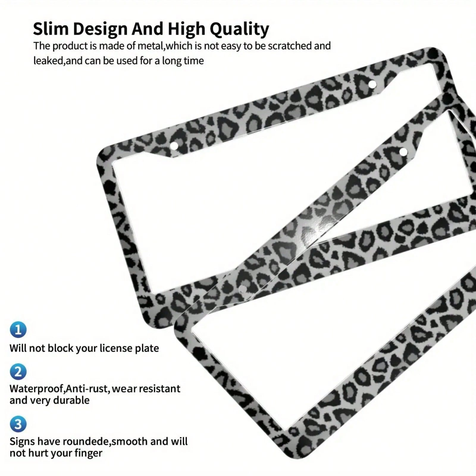 1 Piece, 6.3x12.2in, Aluminum License Plate Frame- Gray Leopard Animal Print License Plate Frame- Durable, Stylish,Car Cover,Car Must Haves,Gifts,Car Decor,Car Acessesories>Essentials,Car Picks