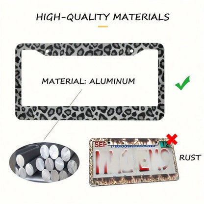 1 Piece, 6.3x12.2in, Aluminum License Plate Frame- Gray Leopard Animal Print License Plate Frame- Durable, Stylish,Car Cover,Car Must Haves,Gifts,Car Decor,Car Acessesories>Essentials,Car Picks