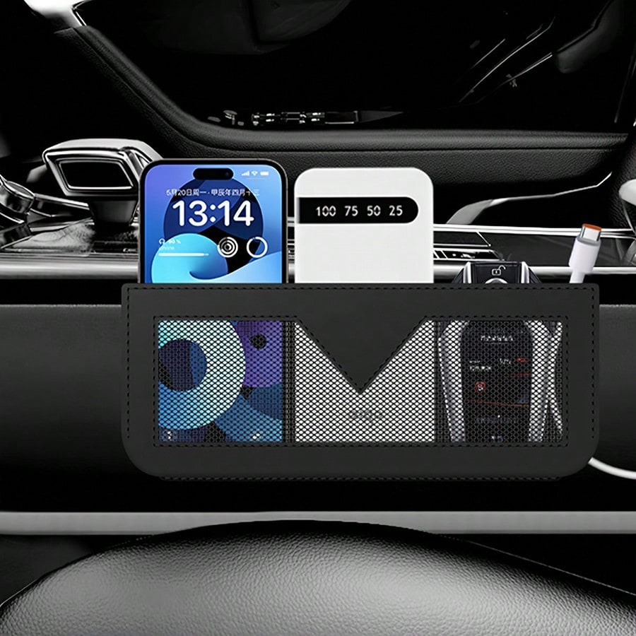 1 Piece Car Net Pocket For Organizing Scattered Items, Featuring Strong Adhesive, Compatible With Toyota, And For MG, Car Seat Back Storage, Multifunctional Car Organizer, Trash Can, Mobile Phone Hold