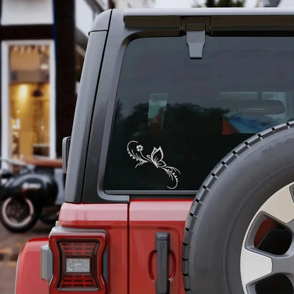 1 Piece Of Butterfly Flower Car Sticker- Shiny Rhinestone Sticker, Self-Adhesive Glossy Vinyl, Cartoon Design, Suitable For Car