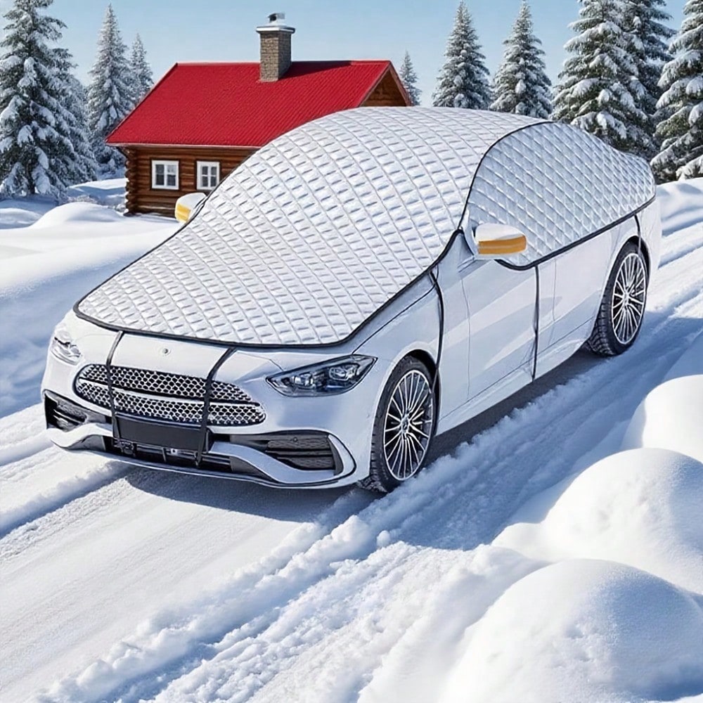 1-Piece Thickened Aluminum All-Weather Car Cover, Universal Fit For SUVs, Sedans & Vehicles, Snow Rain Dust Protection, Outdoor Storage Shelter, Windproof Anti-UV, Waterproof Durable Fabric, Practical
