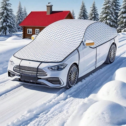 1-Piece Thickened Aluminum All-Weather Car Cover, Universal Fit For SUVs, Sedans & Vehicles, Snow Rain Dust Protection, Outdoor Storage Shelter, Windproof Anti-UV, Waterproof Durable Fabric, Practical