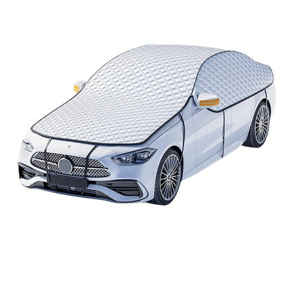 1-Piece Thickened Aluminum All-Weather Car Cover, Universal Fit For SUVs, Sedans & Vehicles, Snow Rain Dust Protection, Outdoor Storage Shelter, Windproof Anti-UV, Waterproof Durable Fabric, Practical
