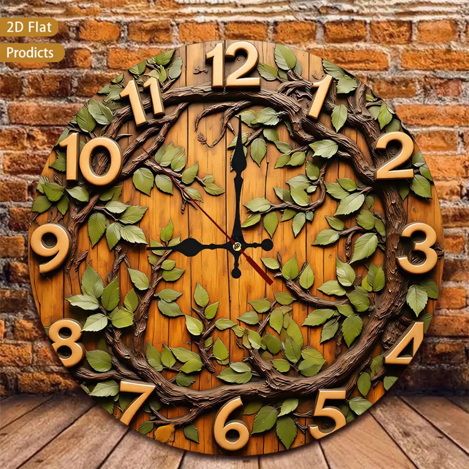 1 Piece Vintage Brown Rustic Farmhouse Wall Clock- Silent, Non-Ticking, Large Easy-To-Read Dial With Wooden Frame Design, Requires AA Batteries