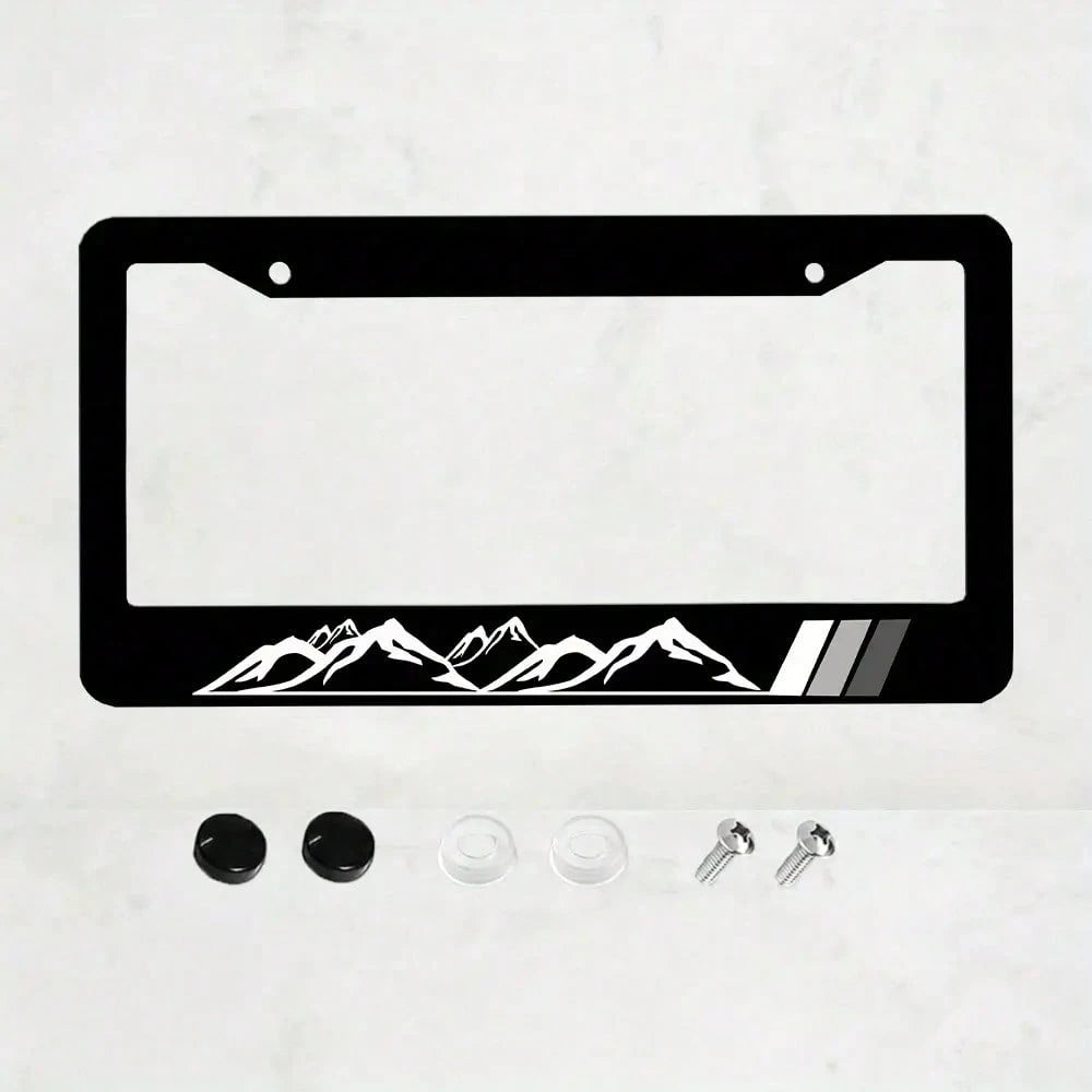 1 Piece, Peak License Plate Frame- Black High-End 4-Hole Universal Car Decoration, Front And Rear Cover, Standard Size 12x6, Vehicle, Car Modification, Fashion Design, Modern Car Accessories