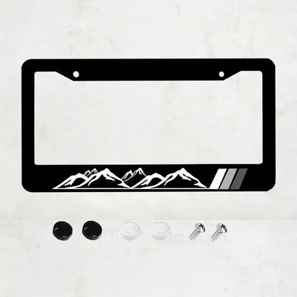 1 Piece, Peak License Plate Frame- Black High-End 4-Hole Universal Car Decoration, Front And Rear Cover, Standard Size 12x6, Vehicle, Car Modification, Fashion Design, Modern Car Accessories