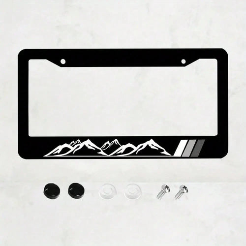 1 Piece, Peak License Plate Frame- Black High-End 4-Hole Universal Car Decoration, Front And Rear Cover, Standard Size 12x6, Vehicle, Car Modification, Fashion Design, Modern Car Accessories
